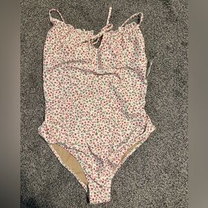 Old Navy White One-Piece Swimsuit with Pink Floral Print